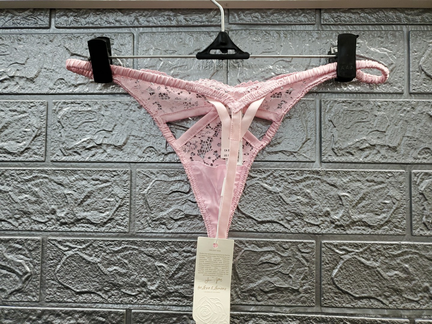 NEW For Love & Lemons Cut Out Thong Panty – Pink Size Small