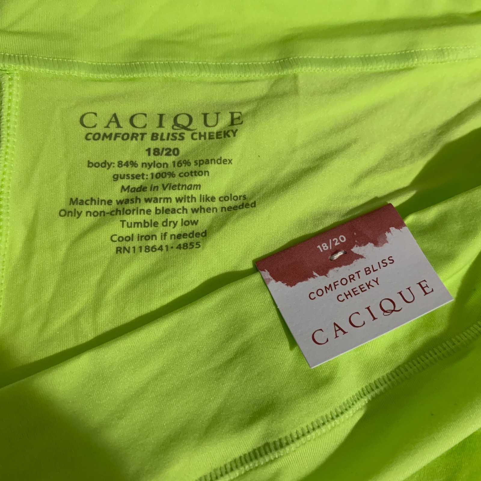 Lane Bryant Cacique Comfort Bliss Cheeky Panties Underwear Neon Green Plus 18 20