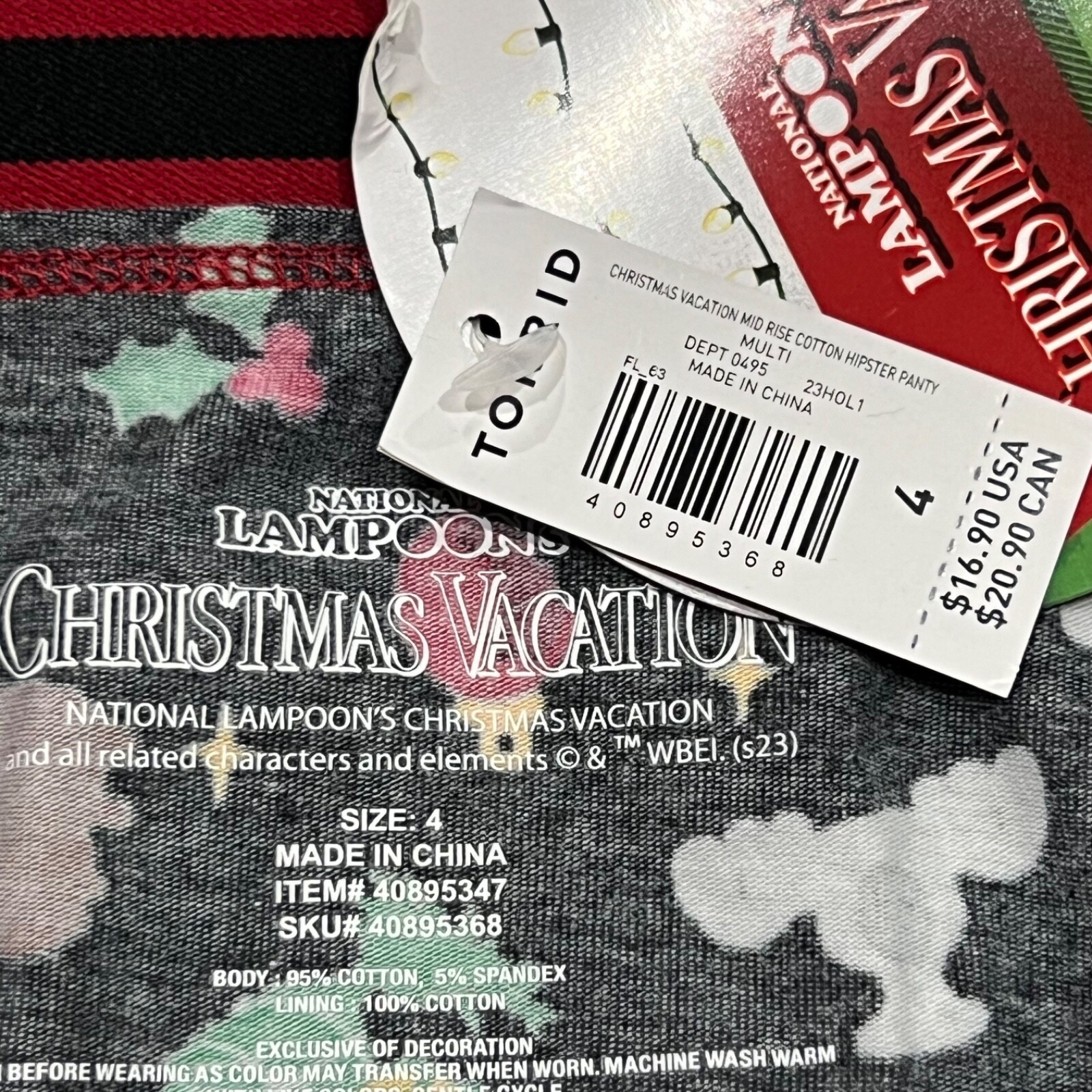 NWT TORRID Hipster Pantie 00X-0X-1X-2X-3X-4X Red Black Christmas Vacation Jersey