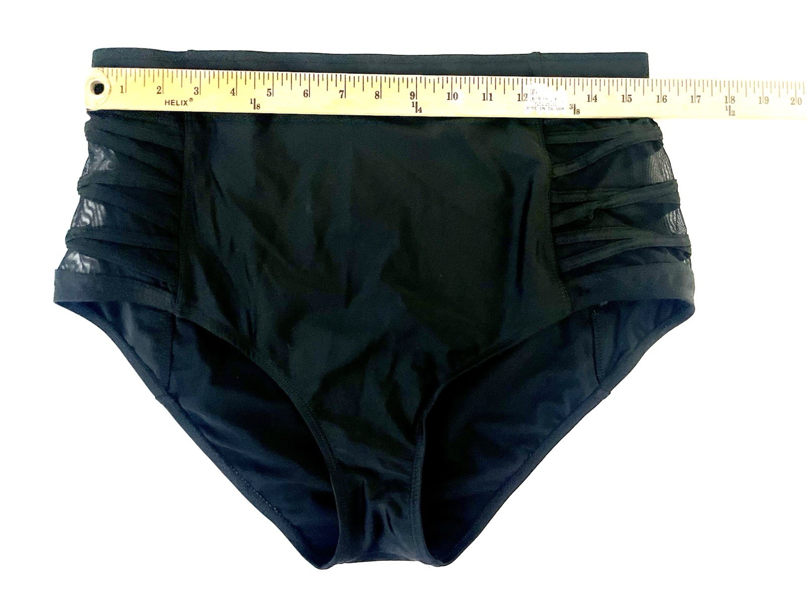Torrid Size 2 2X Black High-Waisted Bikini Bottoms Mesh Strappy Cutout Sides