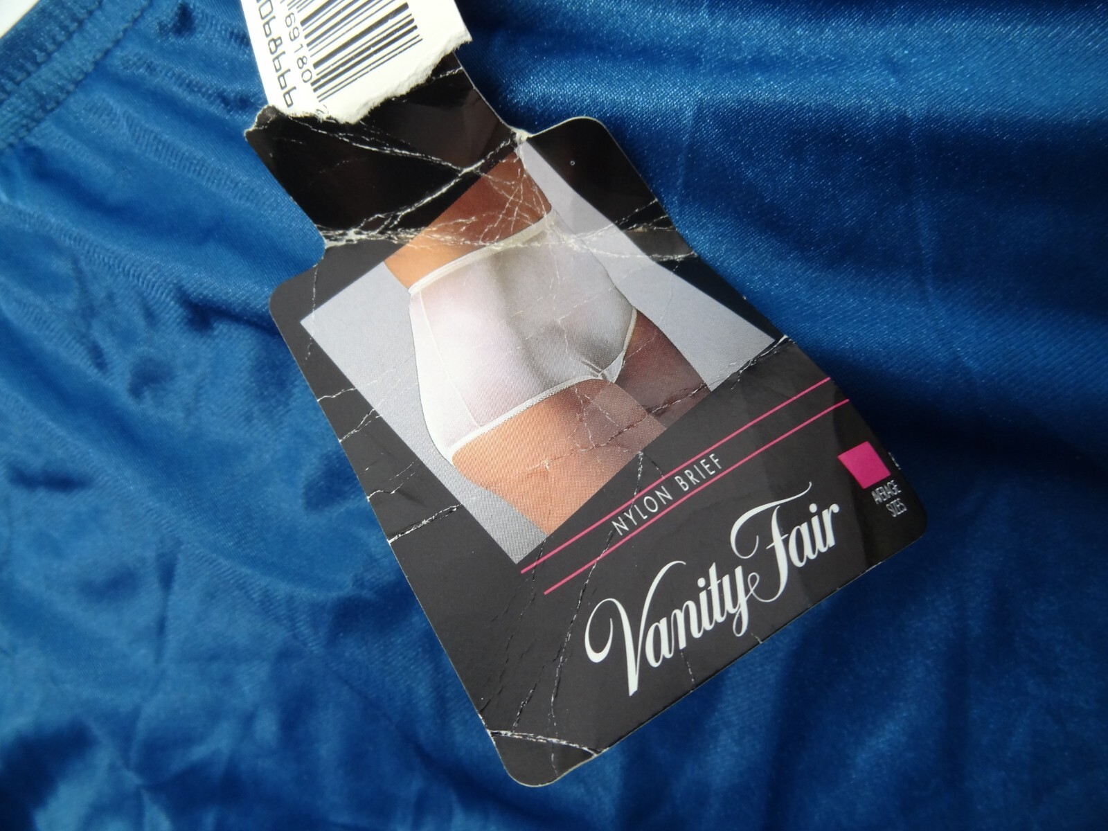 NWT Vanity Fair 8 15712 Hi Waist Nylon Brief Satin Memphis Blue Panty VTG