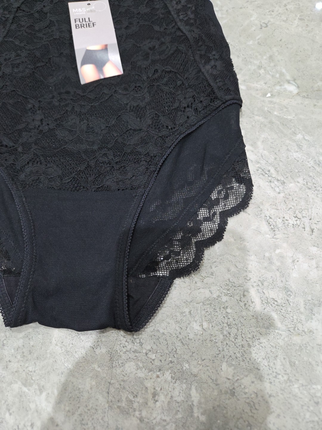 M&S 3pk Lace Full Briefs Knickers Size 22 BLACK