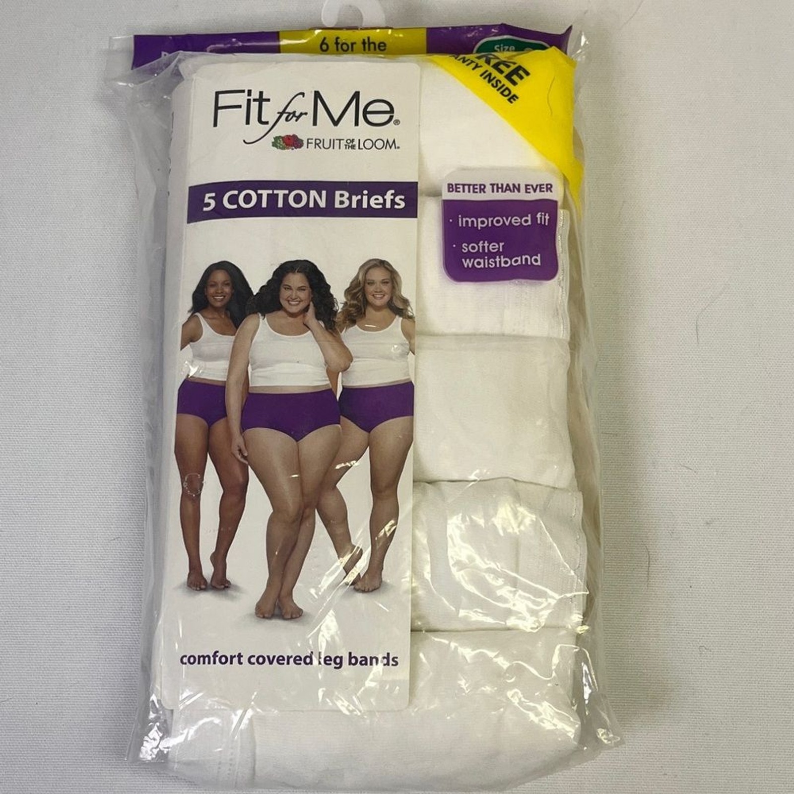 Fruit of the Loom Fit For Me White Cotton Panty Briefs 6 Pack Size 9 14W/16W NWT