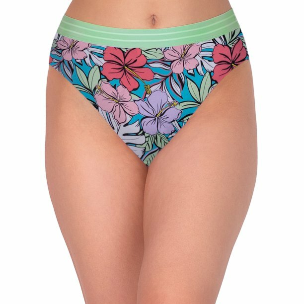 No Boundaries Women’s Banded Hi Waist Brief Panties Size X-LARGE Blue Floral