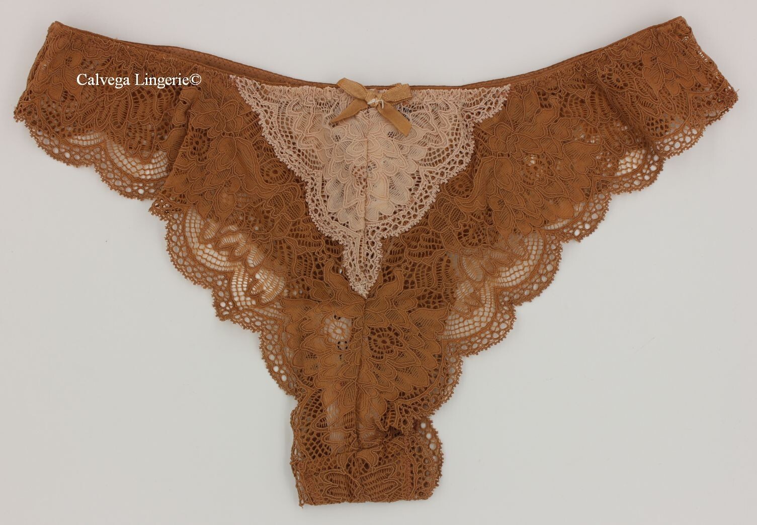 NWT COSABELLA TOSCA0521 “Tosca” Low-rise Two-tone Lace Tanga Brown / Beige Italy