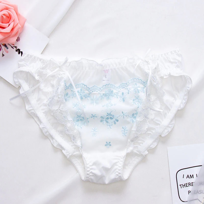 Low Waist Brief Panties Lace Embroidery Breathable Soft Comfortable Wear
