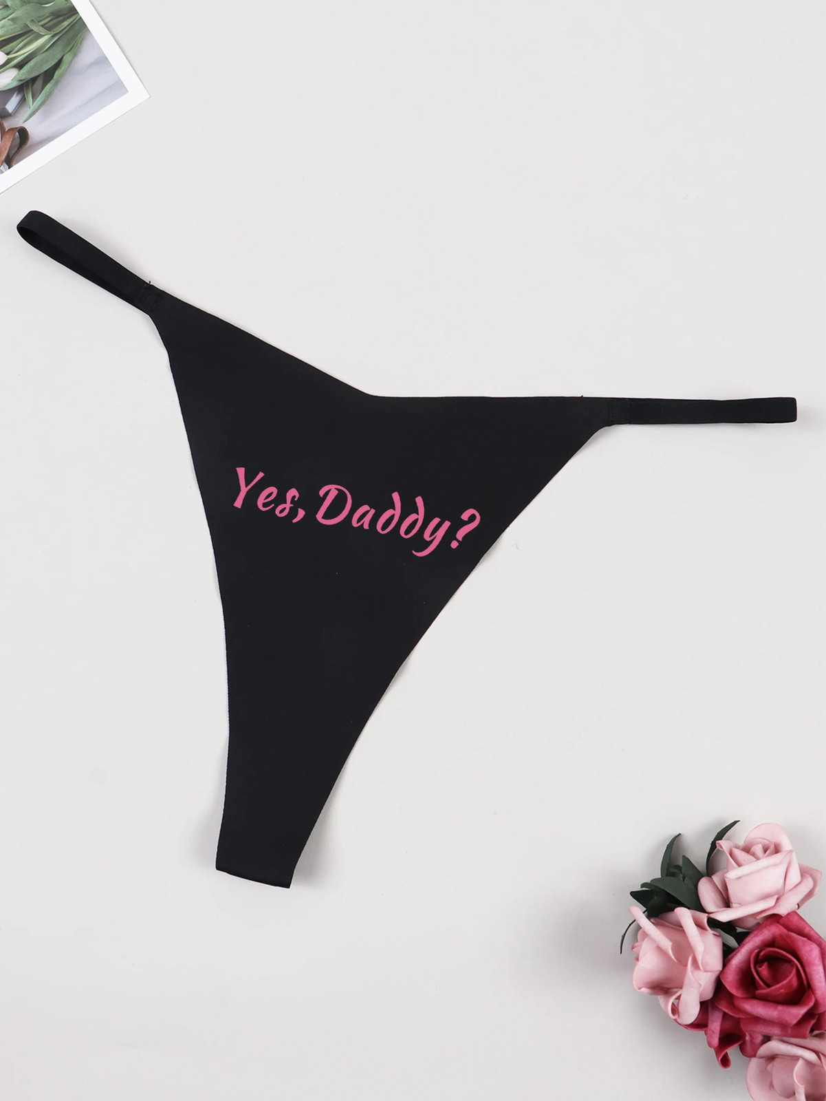 Seamless Low Rise Panties Women’s Thong Letter Print Soft Breathable Comfort Fit