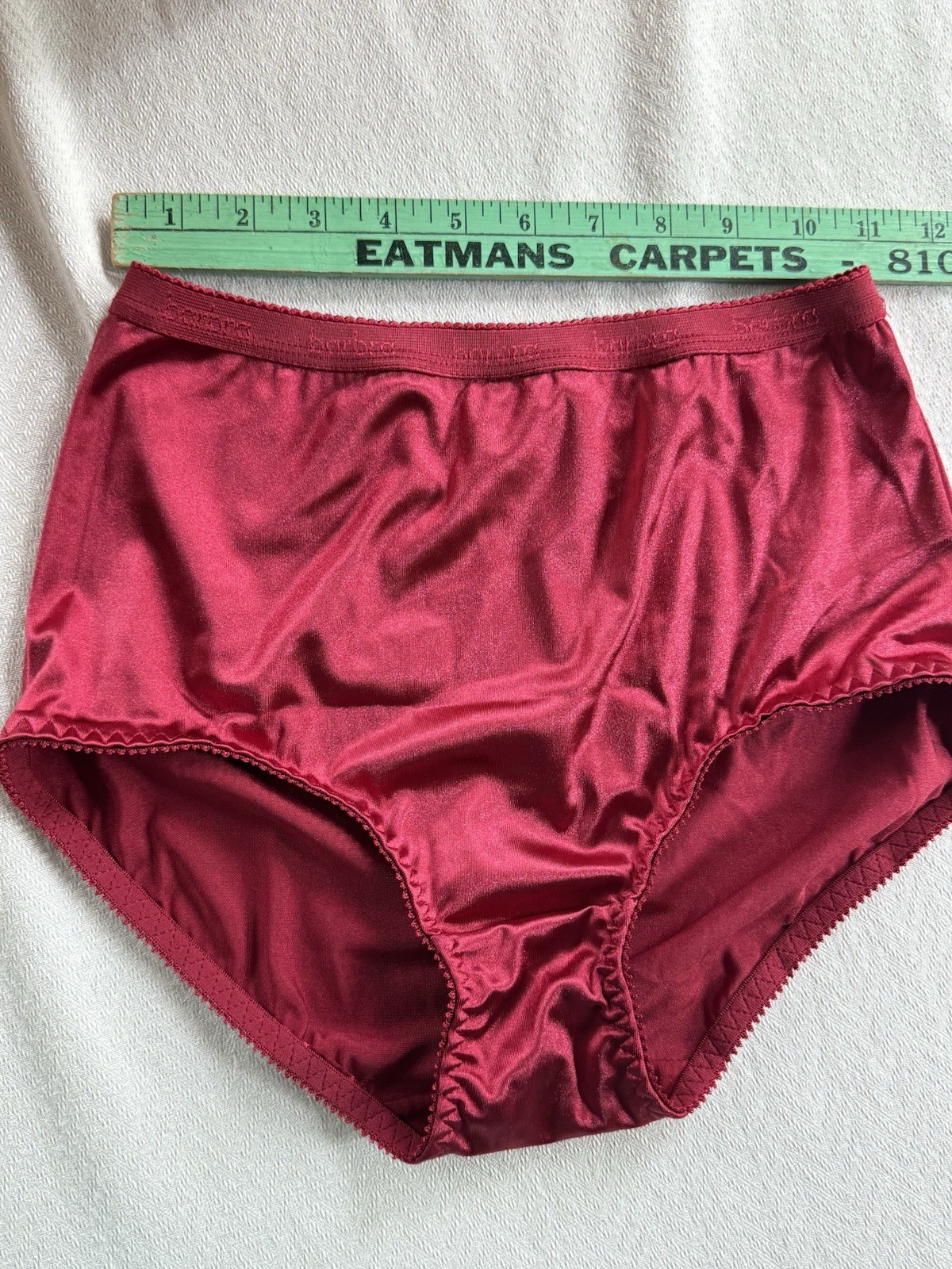 New Panty Brief High Waist Red Second Skin Satin Full Coverage Barbra Bikini S 6