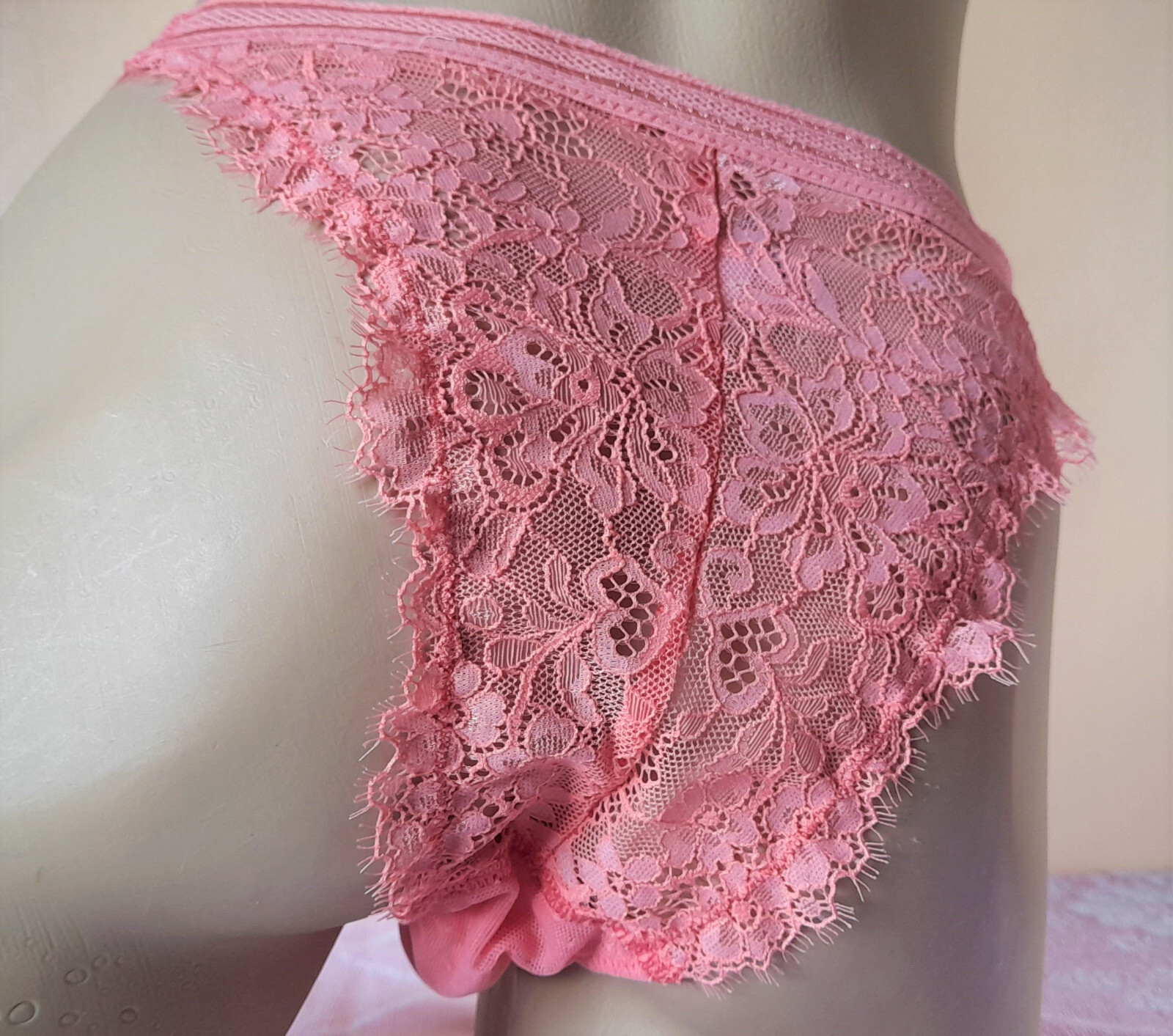 Bubblegum Pink High Leg String Bikini Style Frilly FRIDAY Knickers L 14 US 8