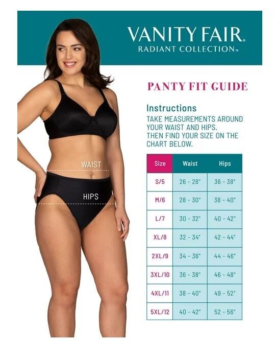Vanity Fair Black-Black-Beige Microfiber 5XL/12 Radiant 3 PR Brief Panties Soft