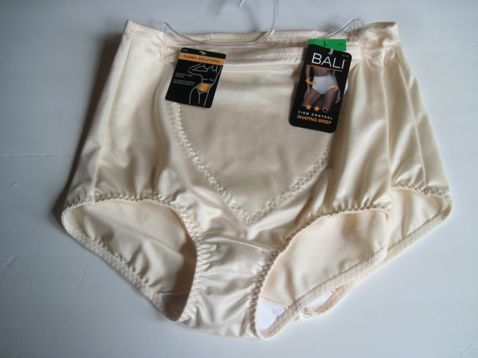 2 Pair Bali Firm Control Shapewear Brief Panties w Tummy Panel X710 Nude 7 Large
