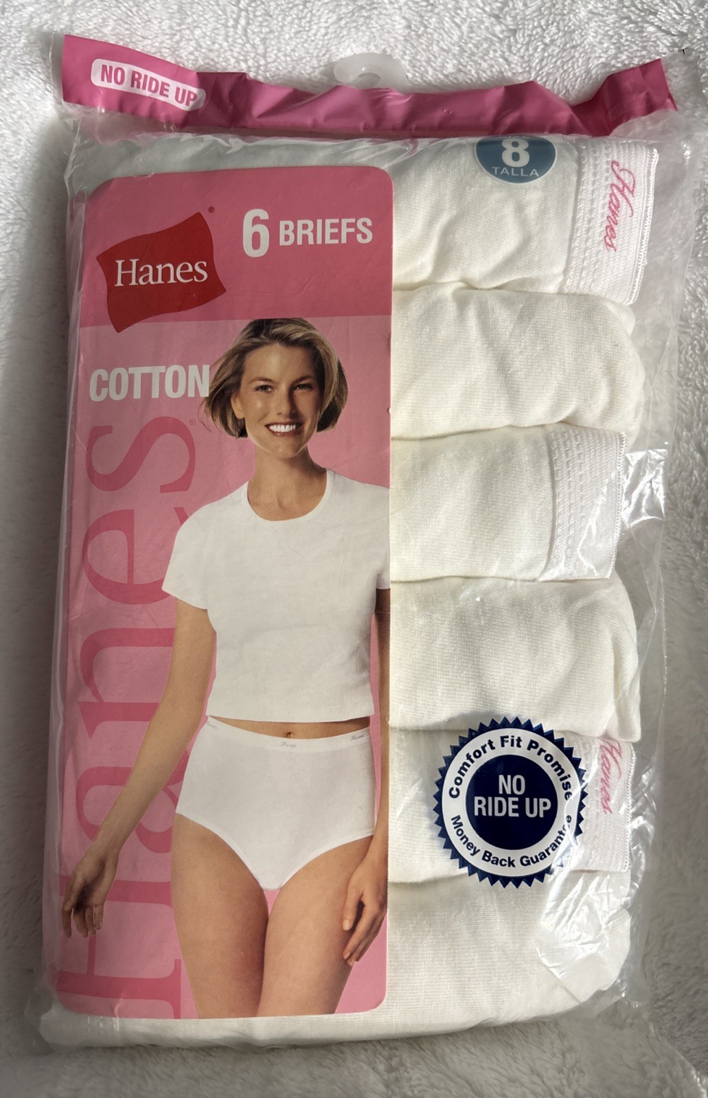 Vintage 2006 Hanes 6 Briefs Panties 6 Pack 100% Cotton White No Ride Up Sz 8 NIP