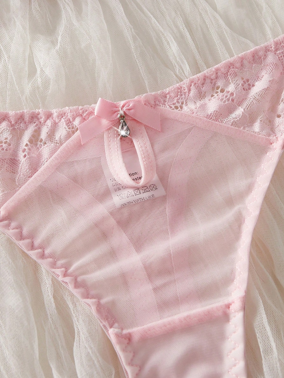 Pink Lace & Mesh Patchwork Underwired Bra and Panties Set Seductive Cheap24