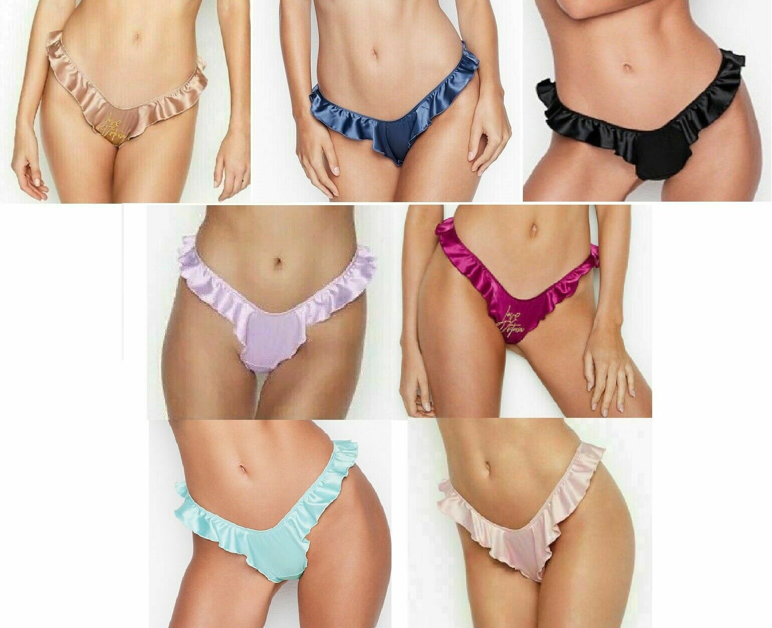 ❤️XS S M L XL❤️ Victoria Secret SATIN SILK High Hi Cut THONG Panties Super Soft