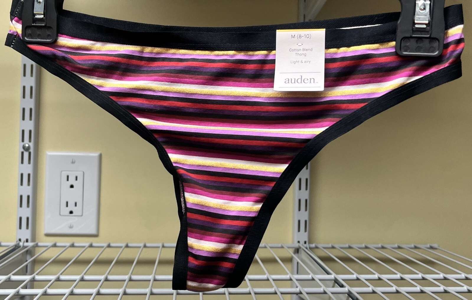 Auden Women’s Multicolor Striped Cotton Blend Thong Size Medium (8-10) New