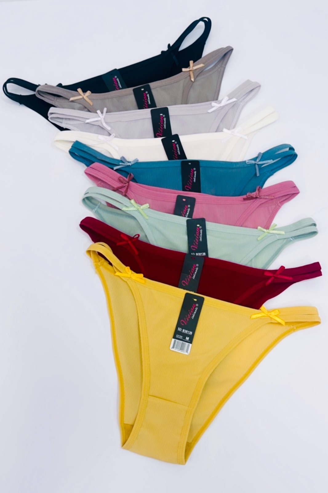 Pack of 6 Women Nylon String Bikini Sexy Silky Panties Low Rise Cotton Liner 136