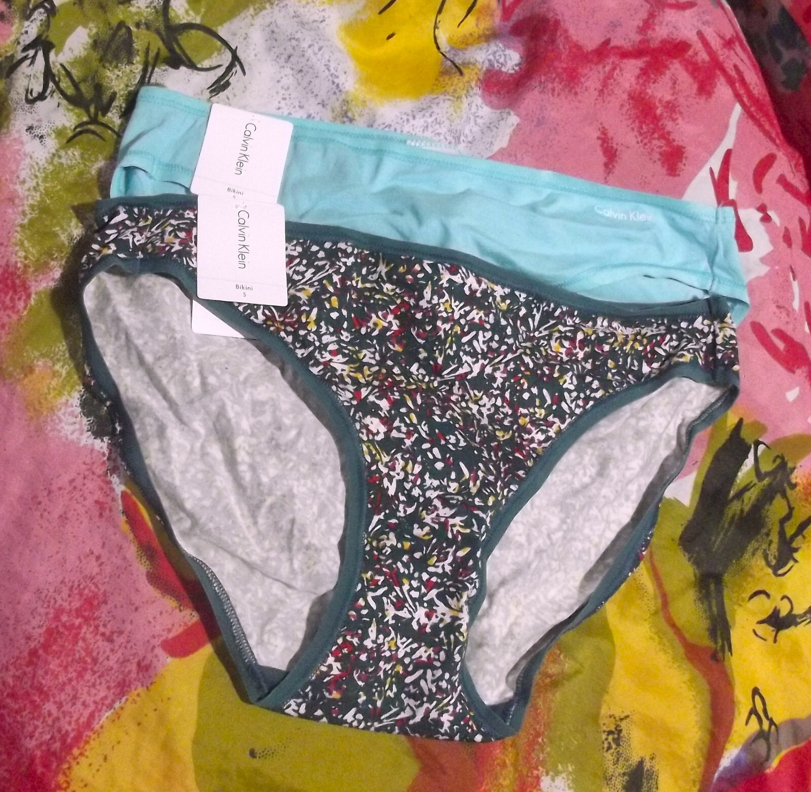 2 NEW CALVIN KLEIN QD3644 312 NO LINE WAIST/LEGS COTTON BIKINI PANTIES S