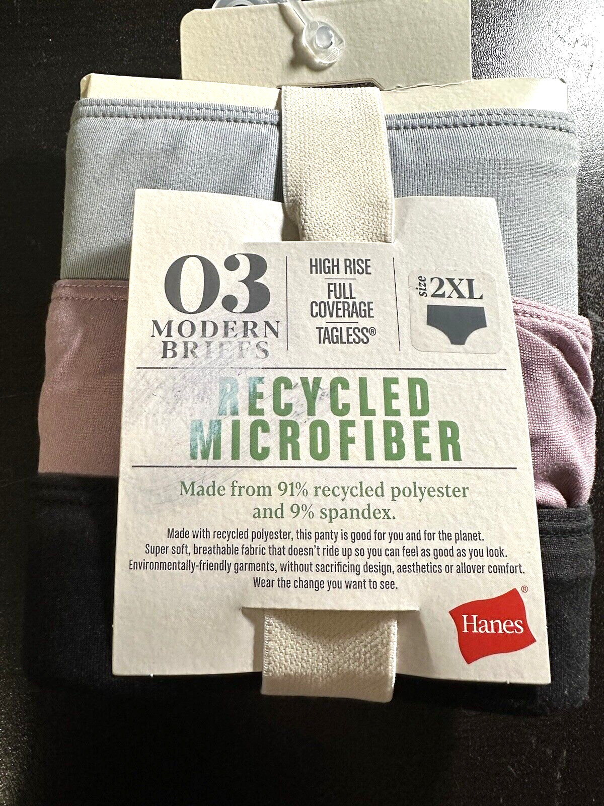 HANES Ladies 2XL Recycled Microfiber High Rise Briefs Full Coverage Tagless Set