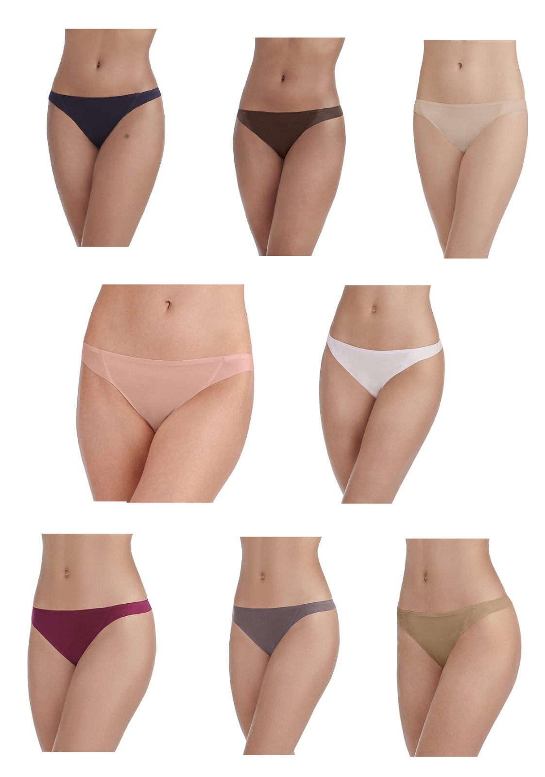 5 pairs Five-pack Vanity Fair 18241 Nearly Invisible Thongs Assorted Colors