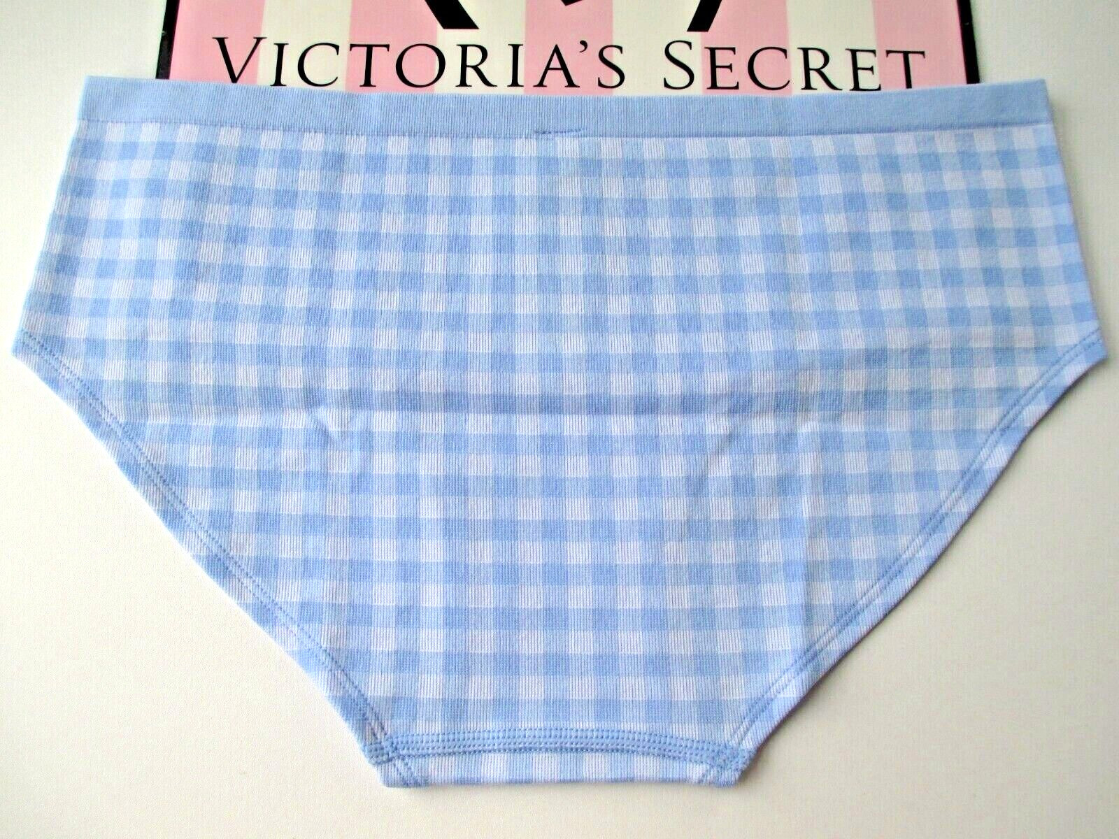 VICTORIA’S SECRET PINK Seamless Hiphugger Hipster Panty VS Blue Gingham Plaid