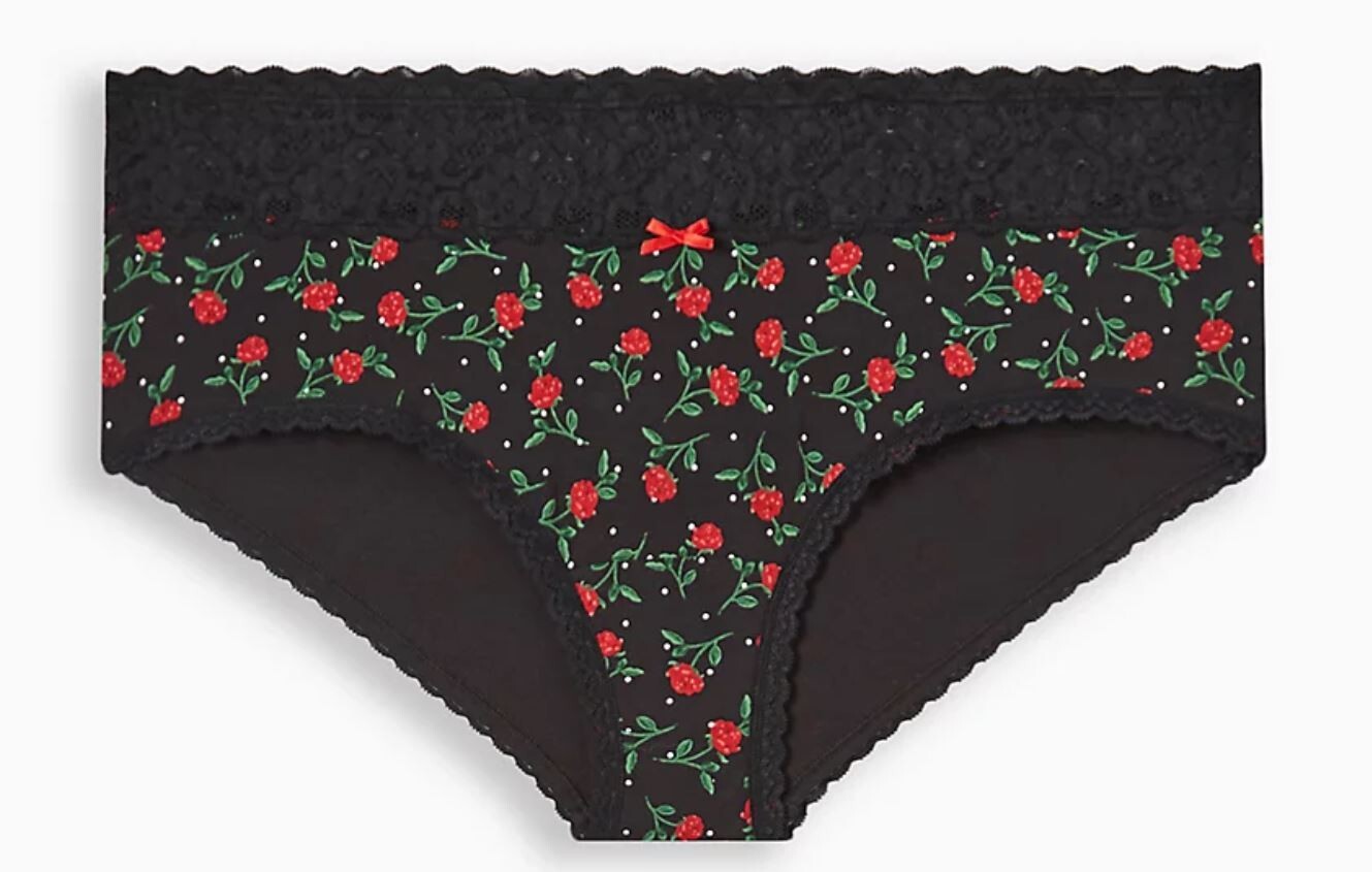 SEXY BBW FASHION XXX BEAUTIFUL torrid COTTON MID-RISE CHEEKY LACE TRIM rose