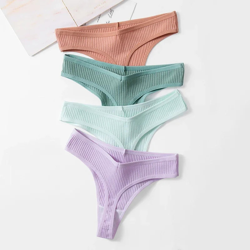 Cotton Thong Panties Low Rise Women’s Breathable Soft Stretch Underwear 10 Pcs