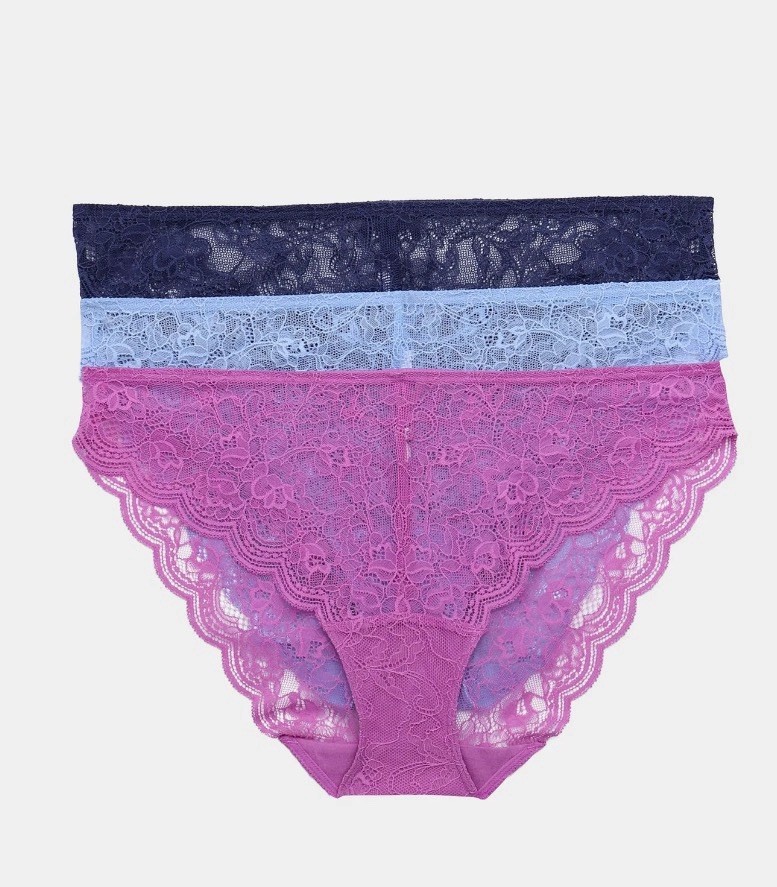 Joyspun Cheeky Panties with Scalloped Lace, 3-Pack, Stretch, Size XXXL (22) NWT