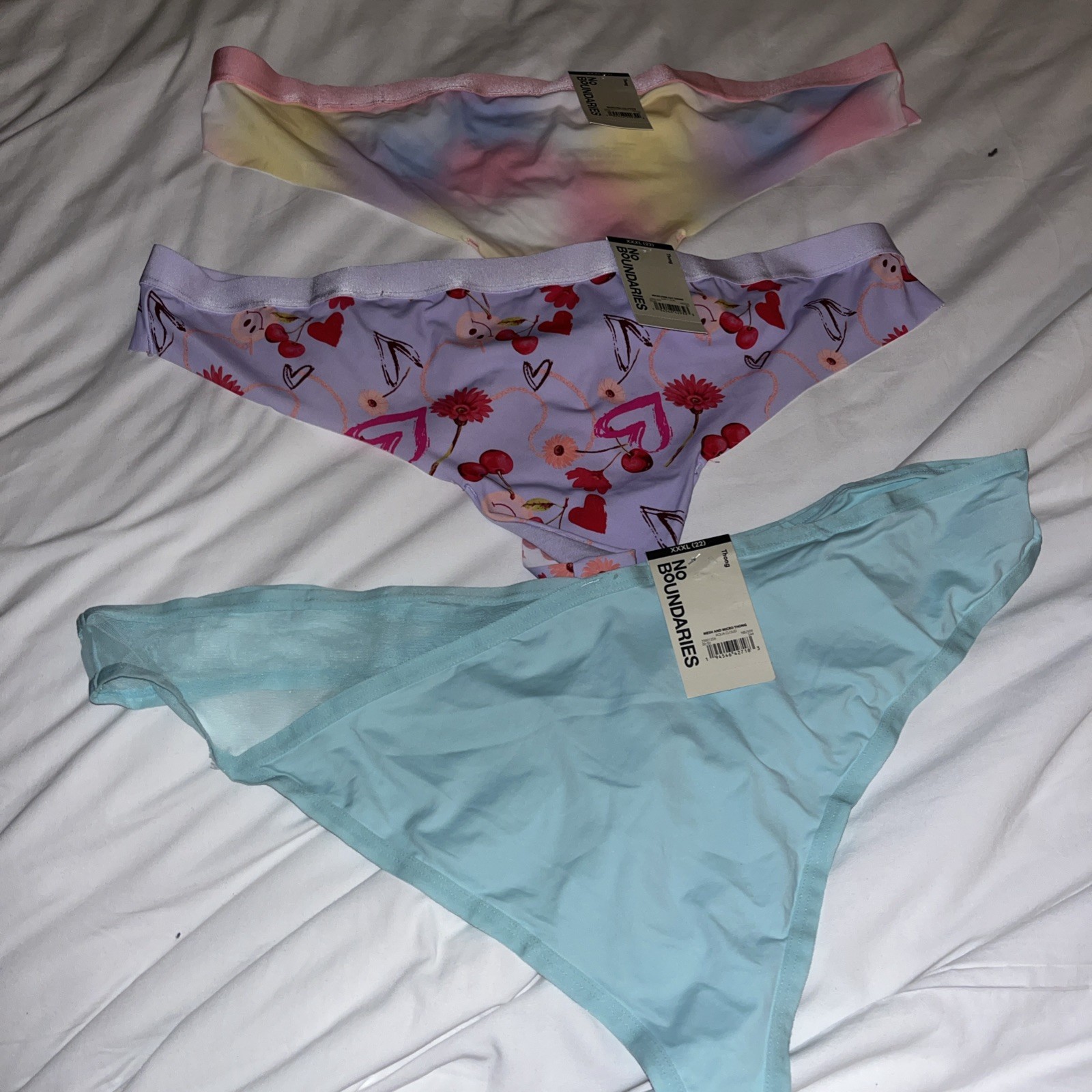 3 Pairs No Boundaries Banded Micro Free Cut Thong Panties Sz XXXL 22 Seamless