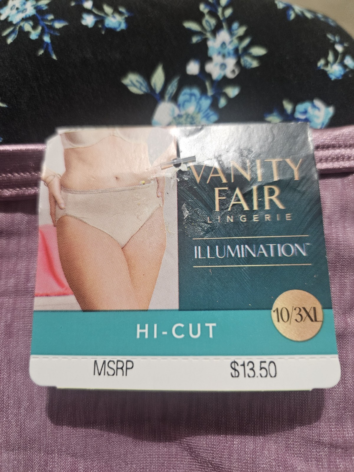 VANITY FAIR, WOMEN’S NEW MAUVE NYLON BL HI CUT FULL BRIEF, SIZE 10/3XL