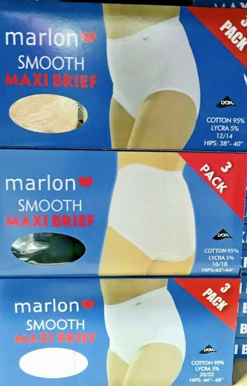 NEW LADIES 3 MULTI PACK BOXED COTTON SMOOTH MAXI BRIEF KNICKERS*MARLON*3 COLOURS