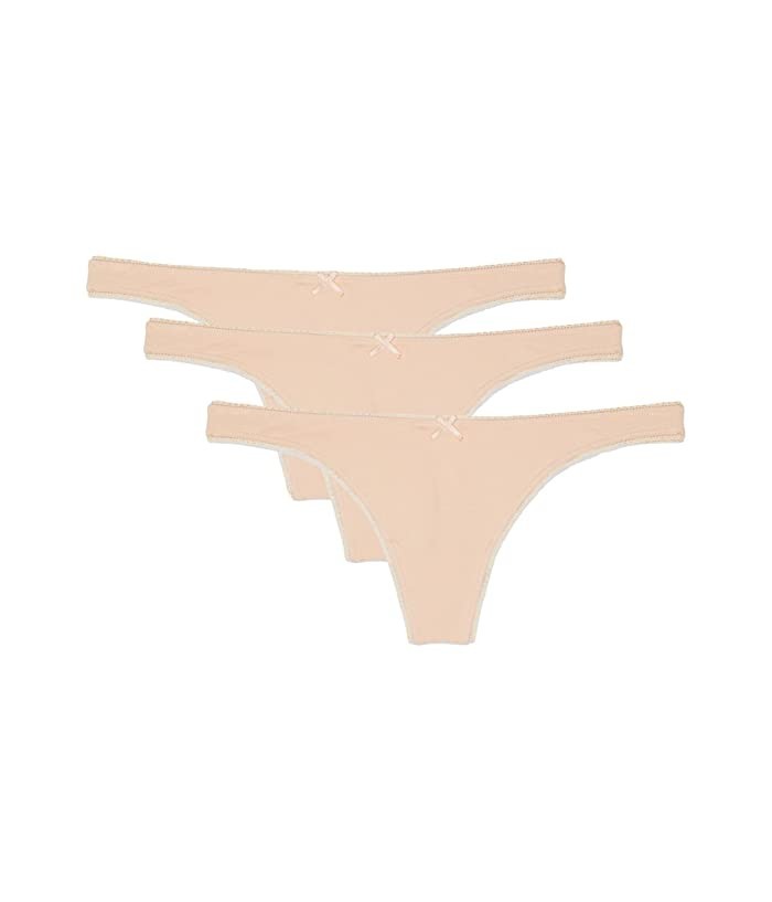 Eberjey L43627 Beige Pima Goddess The Everyday Thong 3 Pack Size M/L