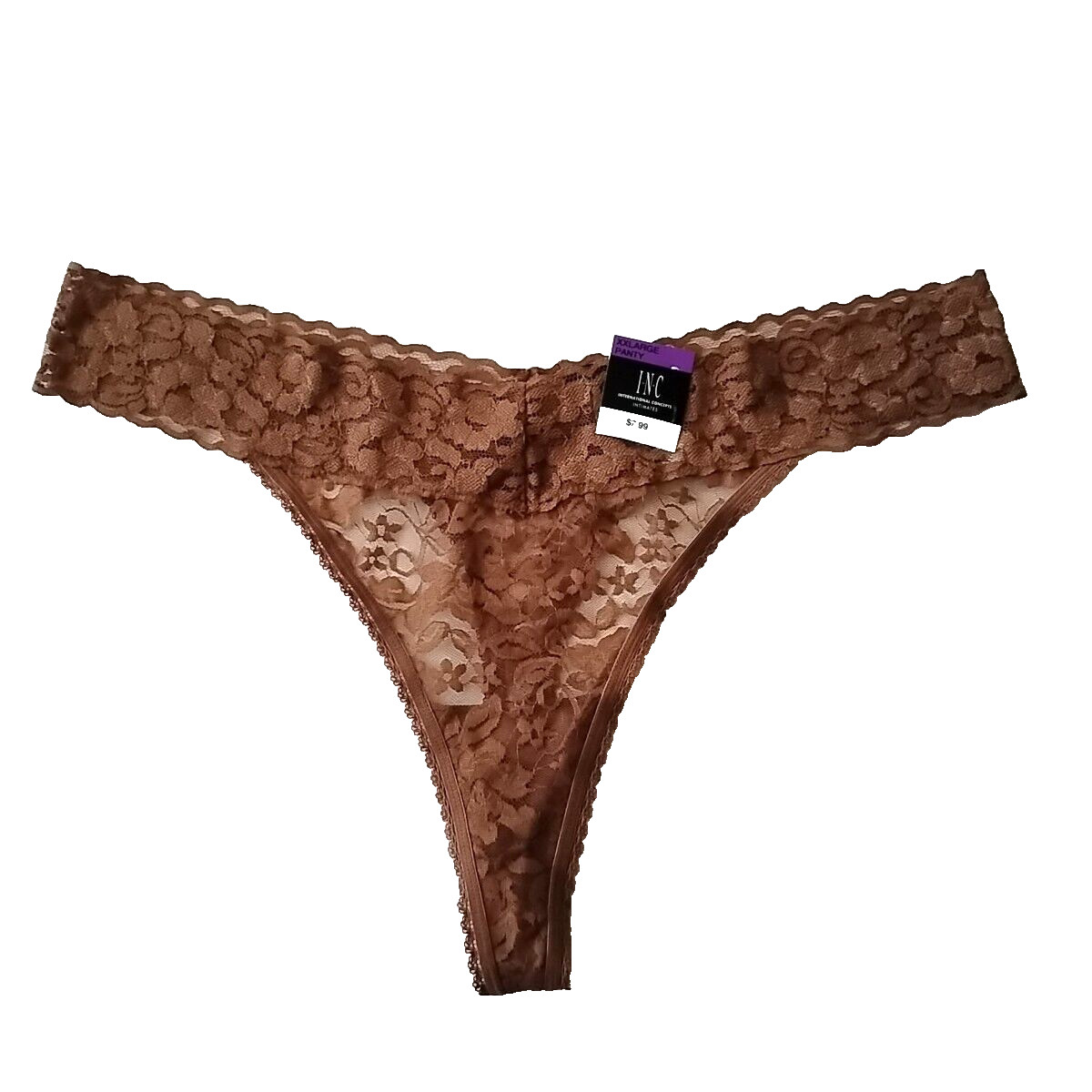 NWT INC Thong Brown Floral Lace SIZE 2XL