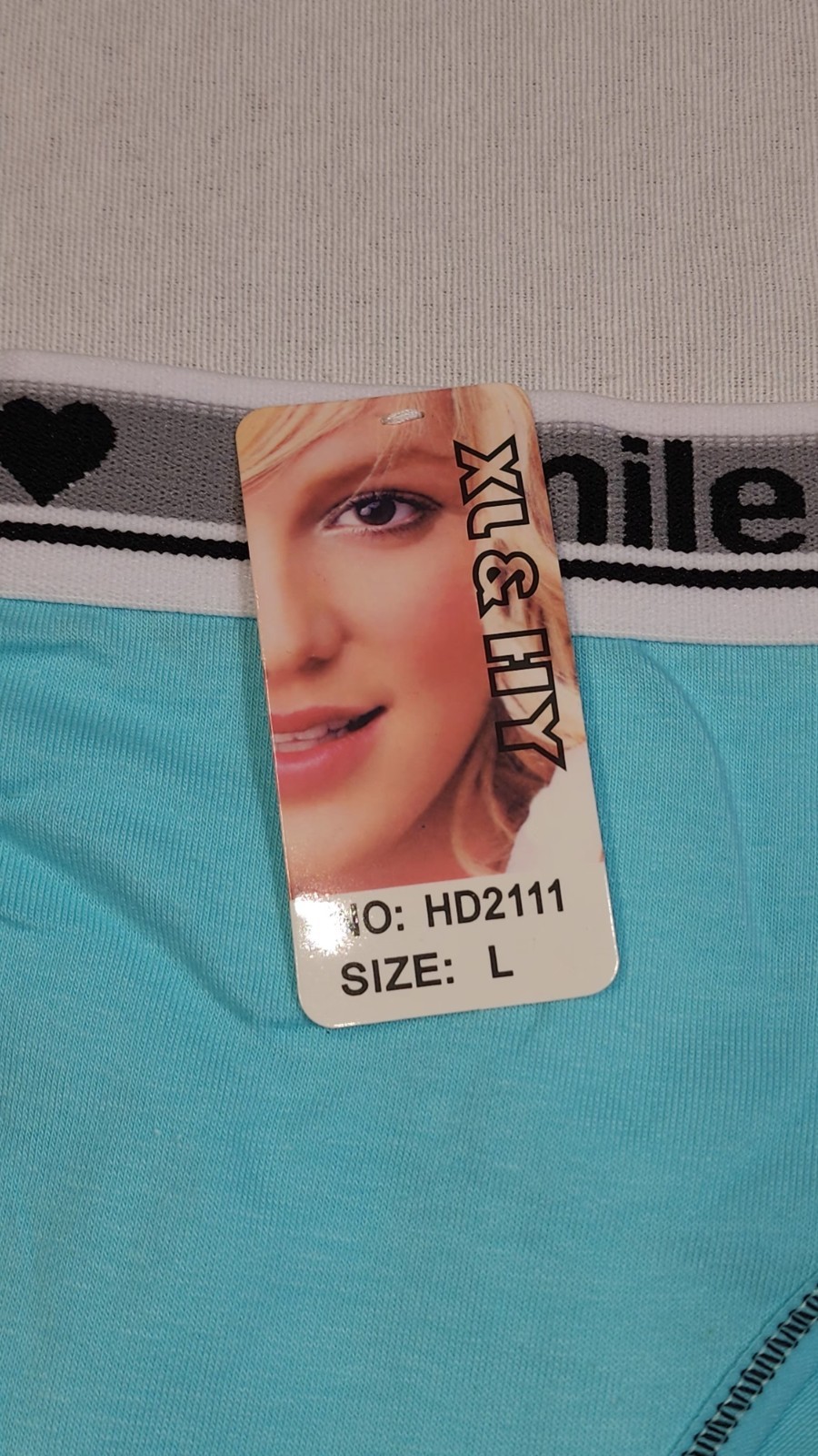 XL&HY Lady L Cotton Panty Underware Bikini Brief Smile Elastic Waist Turquoise