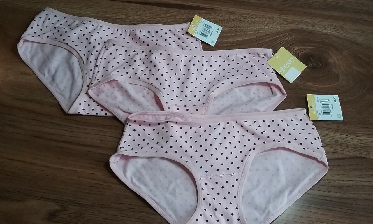 Set of 3 Steve Womens Panties Size X-Small Pink with Black Polka Dots NWT