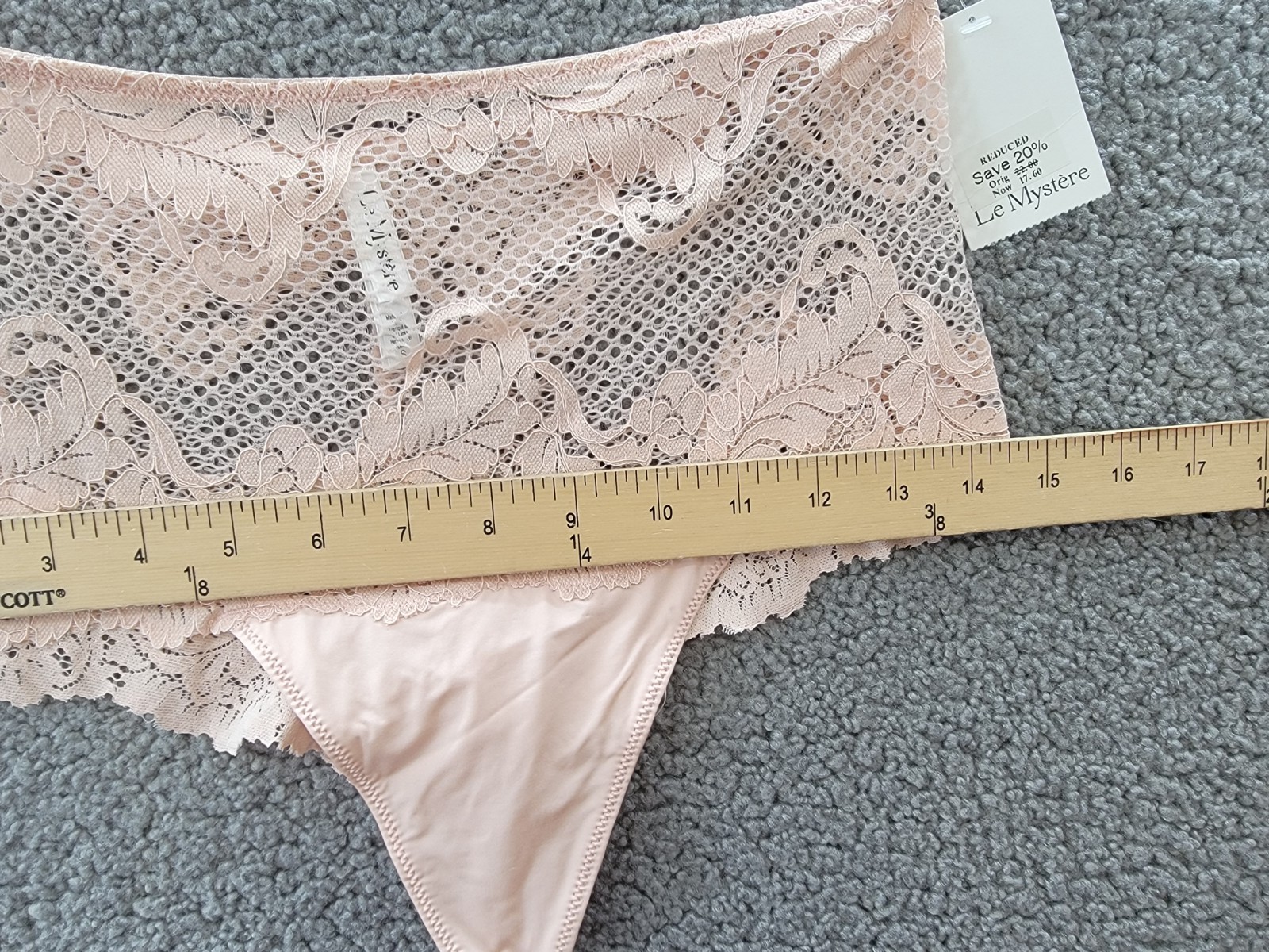 Le Mystère Lace Allure High Waist Thong Underwear Women’s S Pale Peach Pull On