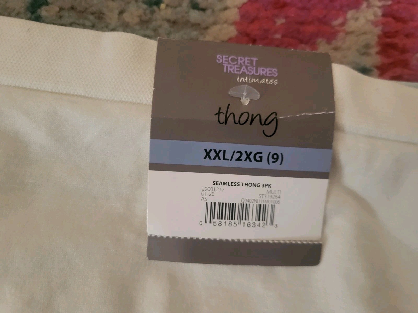 NEW NWT Womens Secret Treasures 3 pk of plus size Thongs 2XL 9 Spring Colors