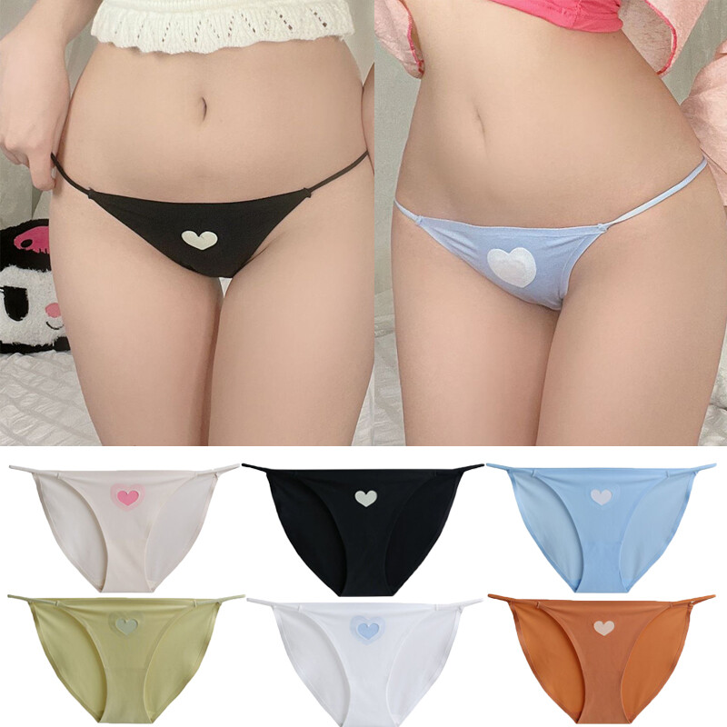 1/6 Pack Lot Womens Sexy Panties Satin String Thong Bikini Heart Underwear Brief