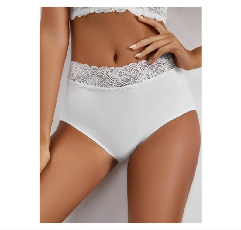 2 White Flattering Lace Top Panty No pinch No Show M Medium Lot of 2
