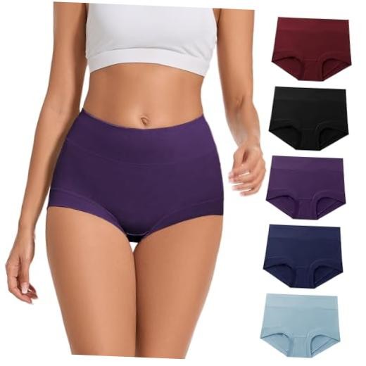 5 Pack Womens Cotton High Waisted Full Coverage 4X-Large Multicolor-a1-5pack