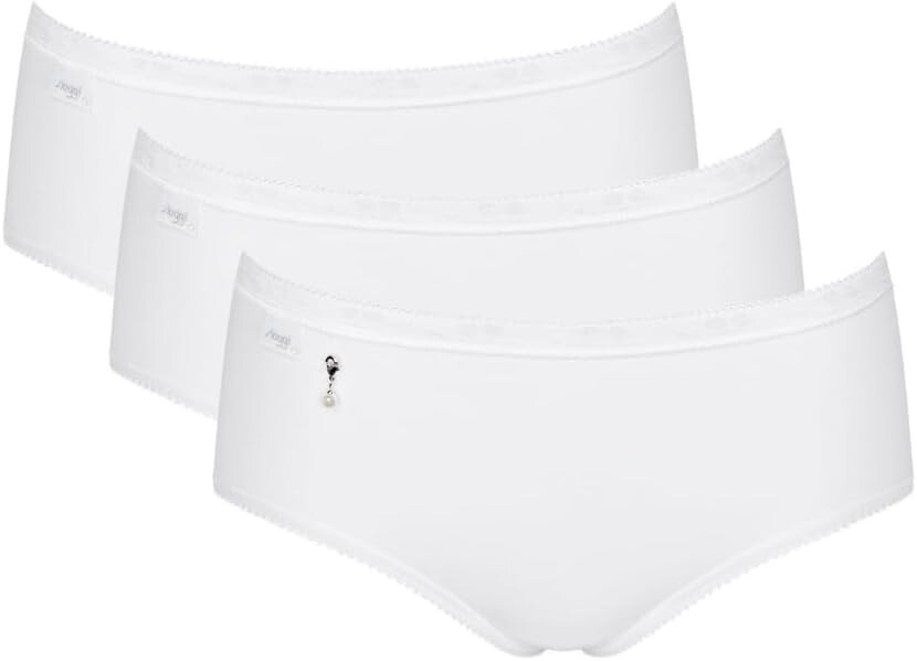 Sloggi Basic Pearl Midi Brief High Waist Knickers 3 Pack 95% Cotton 10221623
