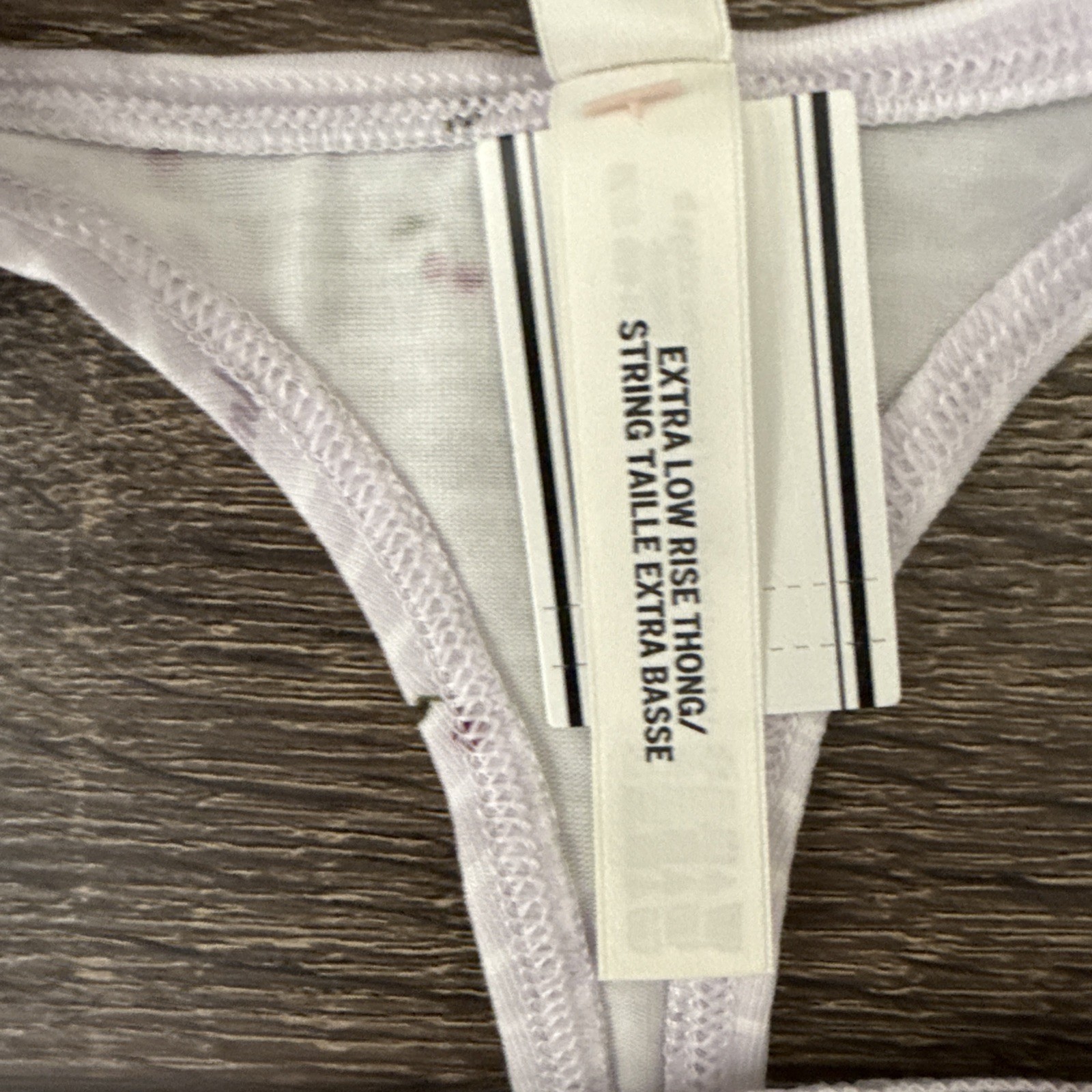 Pink By Victoria’s Secret Medium Lavender Cherries, Extra Low Logo Thong Panties