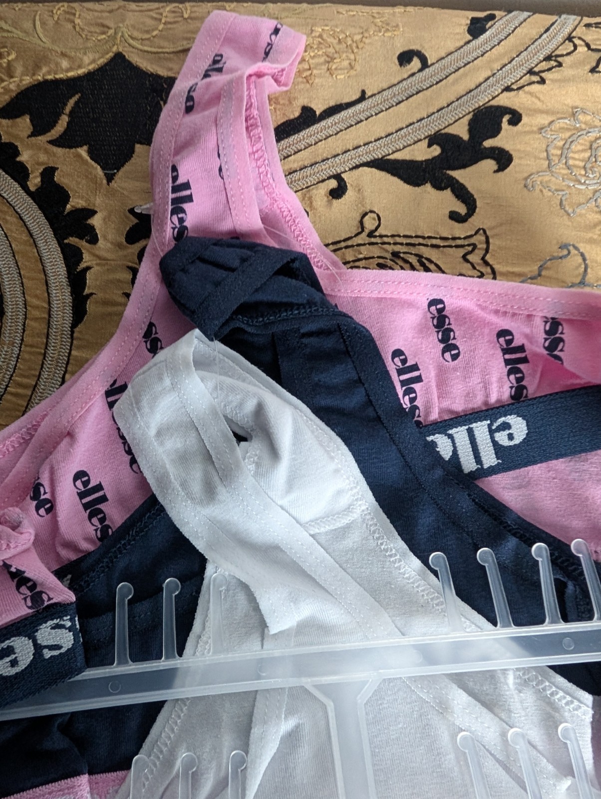 ELLESSE Thong Briefs 3 Pack – Navy/Pink/White Size XS – Cotton+Elastane