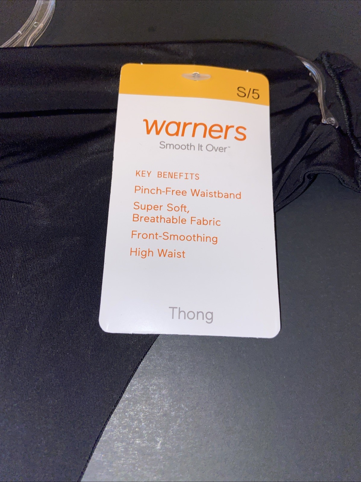 Warners Black Microfiber Thong Panties / Small / 5