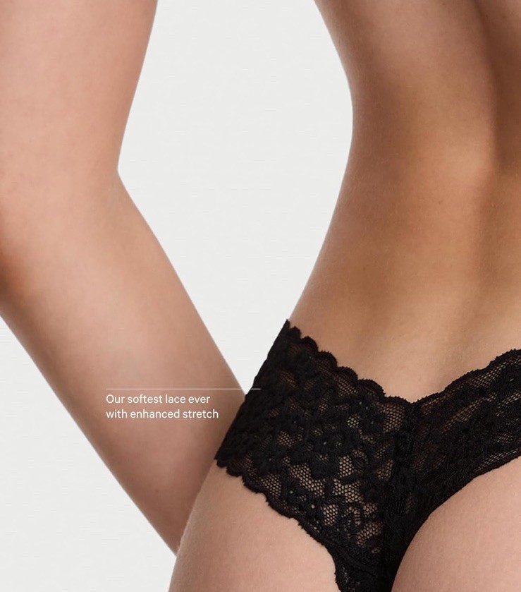Victoria’s Secret XXL Black Lace Thong Panty Soft Stretch Women’s Lingerie