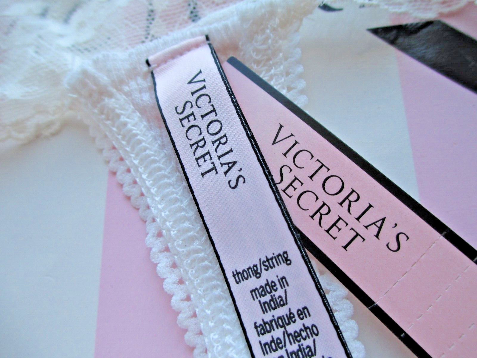 VICTORIA’S SECRET Thermal Thong Panty VS Coconut White M L Lace Waist NWT