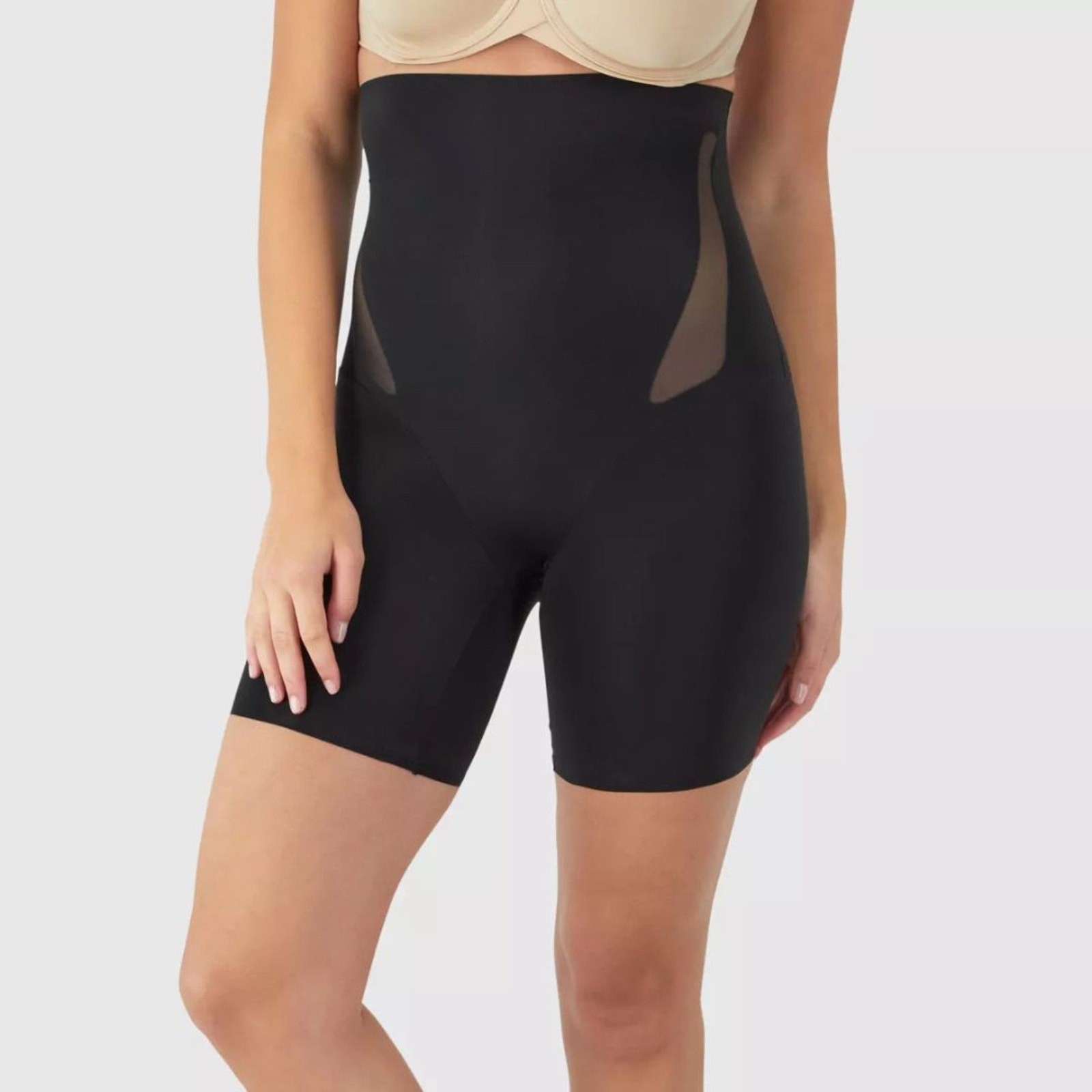 Maidenform Women’s Shapewear High Waist Firm Mid Thigh Shaping Shorts Black L
