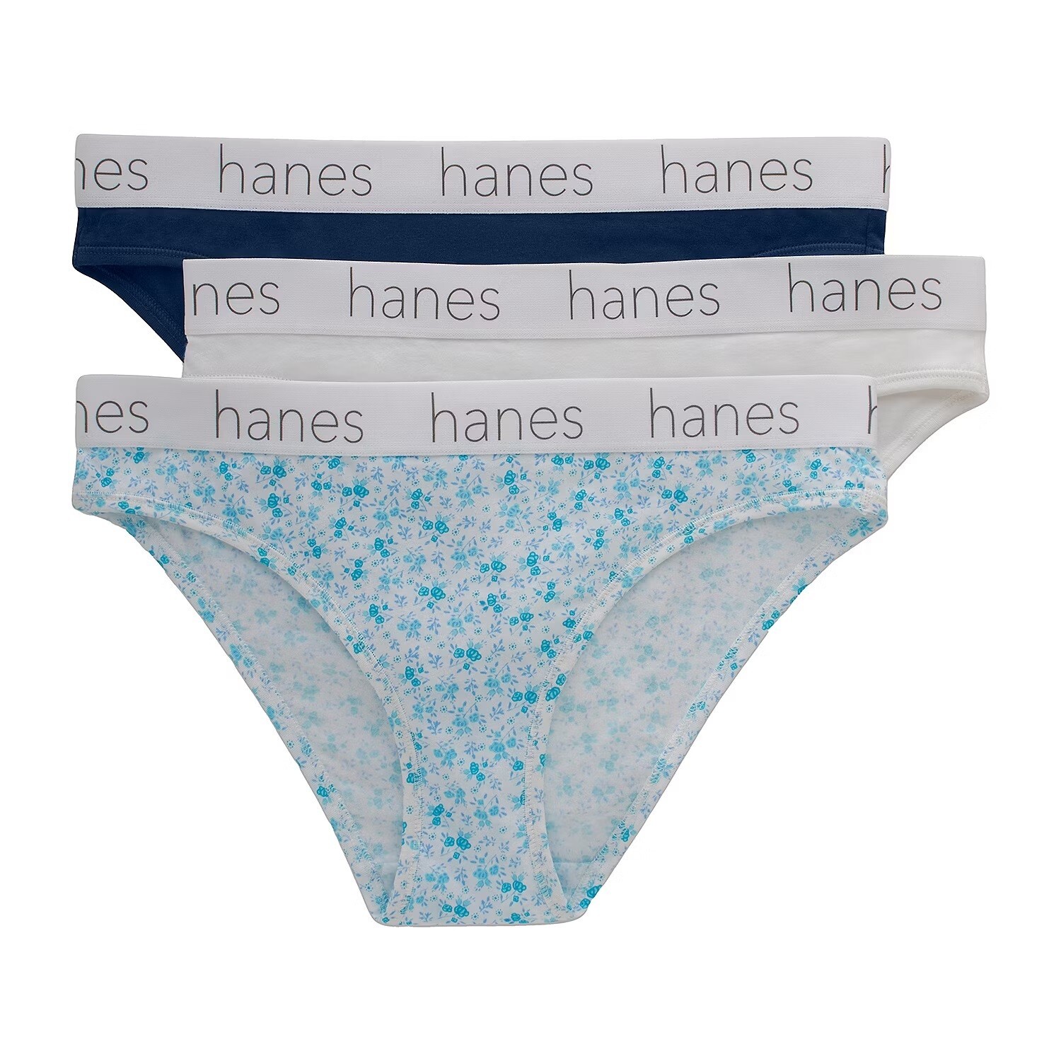Hanes Originals Ultimate SuperSoft Bikini 3-Pack 46USBK White/Navy 9/2XL NIP