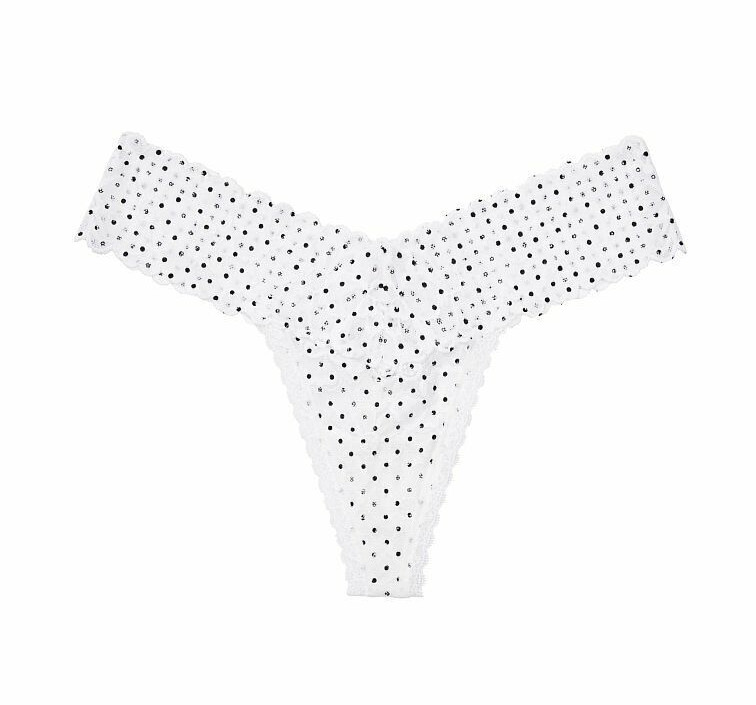 Victoria’s Secret NWT Extra Small White Lace Thong Panty Polka Dot XS Lacie Cute