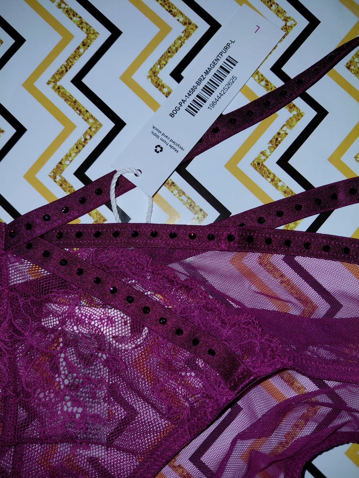 Adore Me/VS Strappy Studded Brazilian Panty NEW Large Magenta