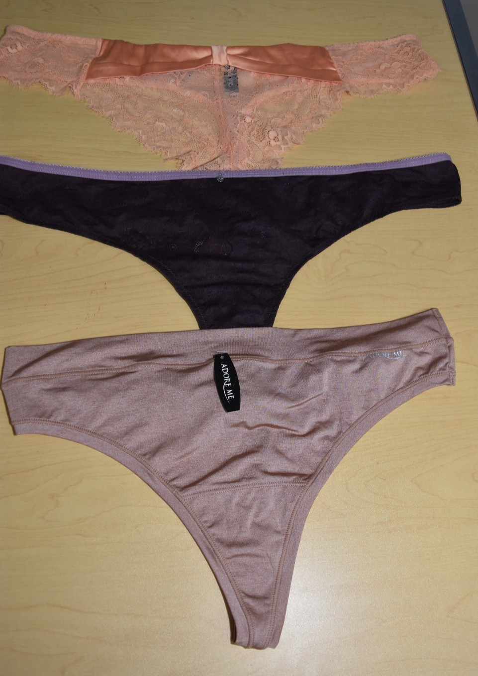 3 NWT Adore Me Mixed color Thong Lot Satin Bow Details Panty 3X 3XL